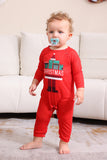 Roter Druck Weihnachten Familie Passendes Pyjama-Set