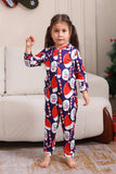 Dunkelblaues Pyjama-Set Red Hat Print Family Pyjama-Set