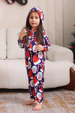 Dunkelblaues Pyjama-Set Red Hat Print Family Pyjama-Set