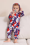 Dunkelblaues Pyjama-Set Red Hat Print Family Pyjama-Set