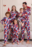 Dunkelblaues Pyjama-Set Red Hat Print Family Pyjama-Set