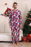 Dunkelblaues Pyjama-Set Red Hat Print Family Pyjama-Set