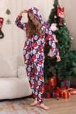 Dunkelblaues Pyjama-Set Red Hat Print Family Pyjama-Set