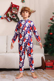 Dunkelblaues Pyjama-Set Red Hat Print Family Pyjama-Set