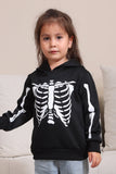 Schwarze Skelett Kapuze Halloween Familie Sweatshirts