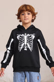 Schwarze Skelett Kapuze Halloween Familie Sweatshirts