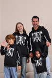 Schwarze Skelett Kapuze Halloween Familie Sweatshirts