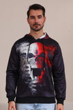 Schwarze Halloween-Familien-Sweatshirts mit Skelett-Print und Kapuze