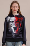 Schwarze Halloween-Familien-Sweatshirts mit Skelett-Print und Kapuze