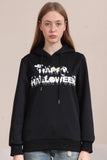 Schwarze Halloween-Familien-Sweatshirts mit Textdruck und Kapuze