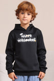 Schwarze Halloween-Familien-Sweatshirts mit Textdruck und Kapuze