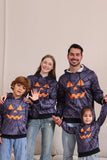 Schwarzes Süßes oder Saures bedrucktes Halloween-Familienpyjama-Set