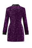 Glitzernder burgunderroter Bodycon Maxi Damenblazer