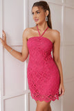 Neckholder Fuchsia Bodycon Abschlusskleid