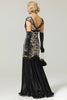 Laden Sie das Bild in den Galerie-Viewer, Schwarz 1920er Pailletten Flapper Kleid