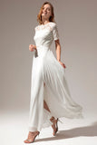 Weiß A-Linie Formelles Ballkleid mit Spitze