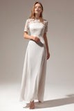 Weiß A-Linie Formelles Ballkleid mit Spitze