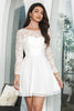 Laden Sie das Bild in den Galerie-Viewer, Weißes Bateau-Kleid mit langen Ärmeln und rückenfreiem kurzem Abschlusskleid
