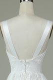 Elfenbein Brautkleid mit V-Ausschnitt und Schlitz