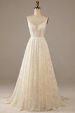 Glitzerndes Elfenbein Brautkleid mit Sweep Schleppe