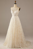 Glitzerndes Elfenbein Brautkleid mit Sweep Schleppe