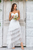 Laden Sie das Bild in den Galerie-Viewer, Elfenbeinfarbene Spitze Asymmetrisch Abnehmbare Schleppe Boho Hochzeitskleid
