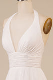 A-Linie Neckholder Elfenbein Pinsel Schleppe Brautkleid mit Schlitz