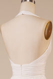 A-Linie Neckholder Elfenbein Pinsel Schleppe Brautkleid mit Schlitz