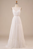 A-Linie Einfaches langes Brautkleid