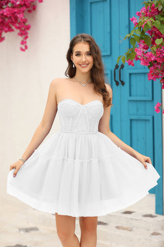 Weißes Korsett Abnehmbares langes weißes Kleid