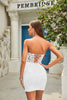 Laden Sie das Bild in den Galerie-Viewer, Bodycon Sweetheart Kleines Weißes Kleid mit Applikationen