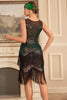 Laden Sie das Bild in den Galerie-Viewer, Glitzerndes Ombre-Kleid mit Fransen und Accessoires aus den 1920er Jahren