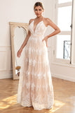 Weiße Spitze Langes Ballkleid