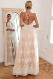Weiße Spitze Langes Ballkleid
