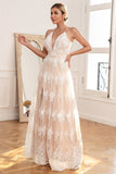 Weiße Spitze Langes Ballkleid