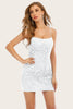 Laden Sie das Bild in den Galerie-Viewer, Weiße Spitze Spaghettiträger Figurbetontes kleines weißes Kleid mit Applikationen