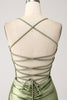Laden Sie das Bild in den Galerie-Viewer, Armeegrünes Meerjungfrauen-Kutten-Ausschnitt Pailletten-langes Ballkleid mit Schlitz