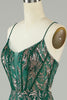 Laden Sie das Bild in den Galerie-Viewer, Schnürung Hinten Meerjungfrau Dunkelgrünes Langes Ballkleid mit Schlitz