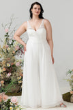 Elfenbein Spitze Chiffon Jumpsuit für die Hochzeit