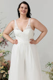 Elfenbein Spitze Chiffon Jumpsuit für die Hochzeit