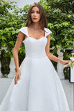 Einfaches A-Linie elfenbein Satin Brautkleid