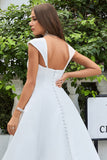 Einfaches A-Linie elfenbein Satin Brautkleid
