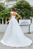 Einfaches A-Linie elfenbein Satin Brautkleid