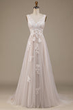 Apricot Tüll Pinsel Schleppe Brautkleid mit Spitze