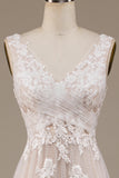 Apricot Tüll Pinsel Schleppe Brautkleid mit Spitze