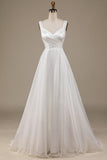 Einfaches elfenbein Organza Brautkleid