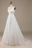 Einfaches elfenbein Organza Brautkleid