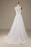 Einfaches elfenbein Organza Brautkleid