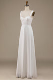 Elfenbein Boho-Brautkleid mit U-Ausschnitt und Spitze