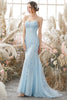 Laden Sie das Bild in den Galerie-Viewer, Meerjungfrau Blau Long Prom Kleid Backless Abendkleid